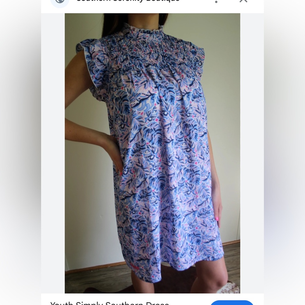 Simply Southern Blue and Pink ruffle dress